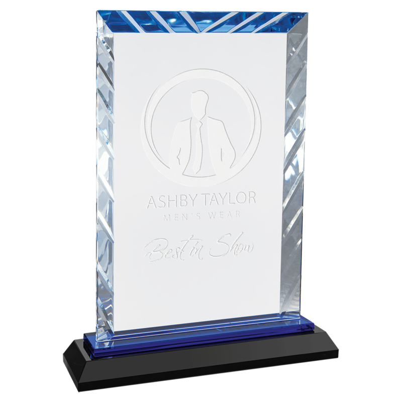 Medium Rectangle Accent Glass with Blue Base