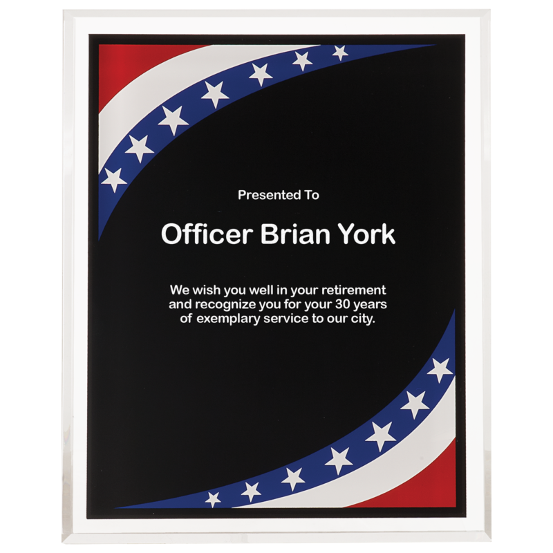 Stars & Stripes Border Acrylic Clear-Plaq (Medium)