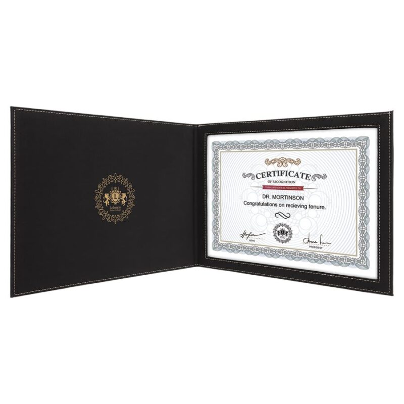 Black/Gold Leatherette Certificate Holder