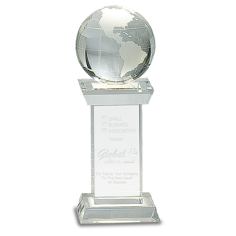 Crystal Globe on Clear Crystal Tower Base