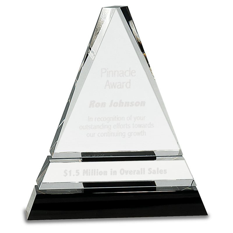 7 3/4" Crystal Triangle on a Black Crystal Base