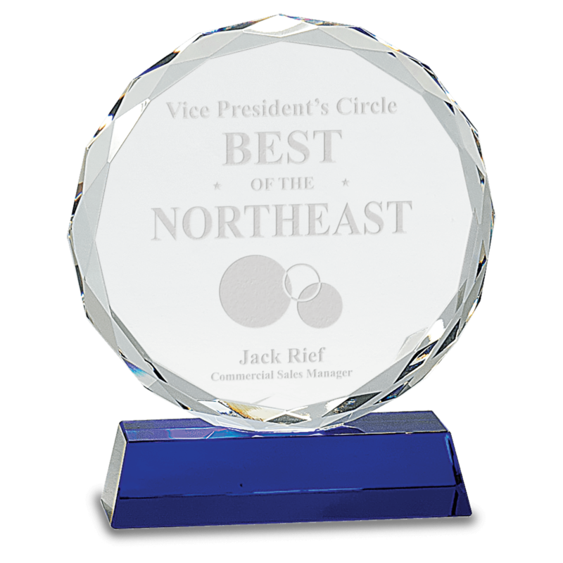 7" Crystal Round Facet on a Blue Crystal Base