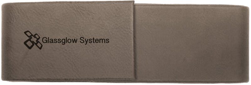 Gray Leatherette Double Pen Case with Magnetic Closure