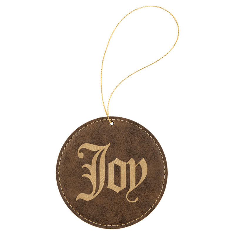 Rustic/Gold Leatherette Round Ornament
