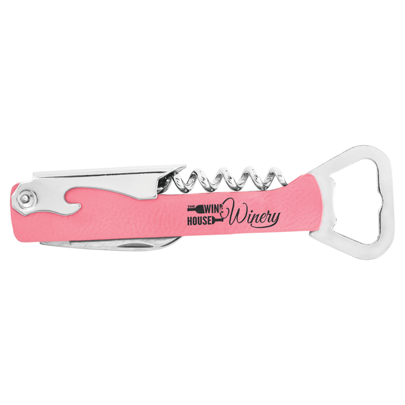 Pink Leatherette Wine Bottle Opener