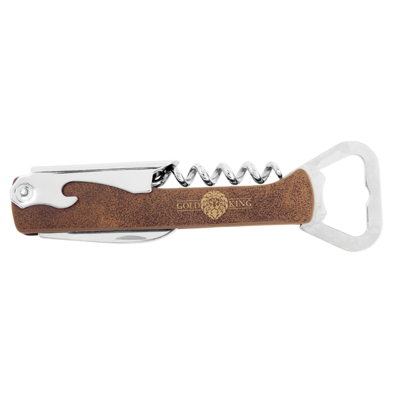 Rustic/Gold Leatherette Wine Bottle Opener
