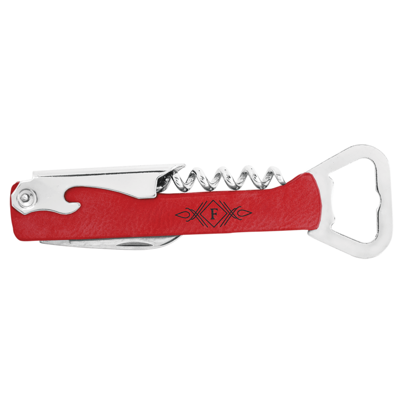 Red Leatherette Wine Bottle Opener
