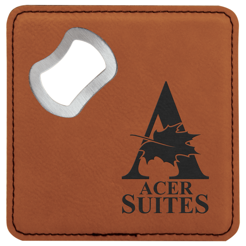 Rawhide Leatherette Coaster with Opener
