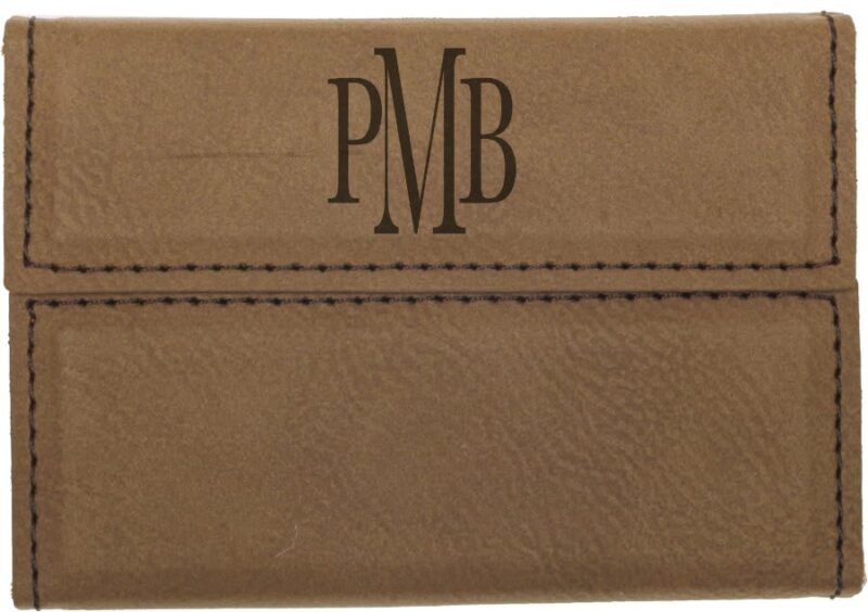 Dark Brown Leatherette Hard Business Card Case