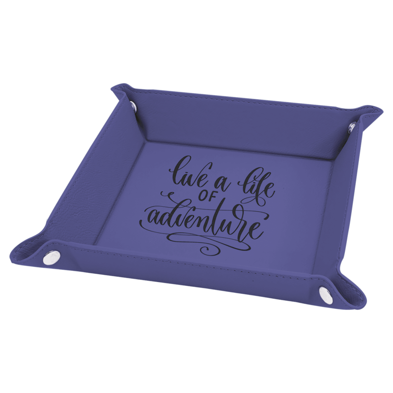 Purple Leatherette 6" x 6" Folding Tray with Snaps