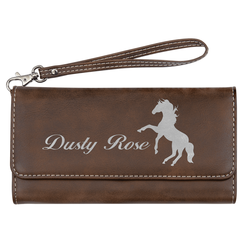Rustic/Silver Leatherette Wallet with Wrist Strap