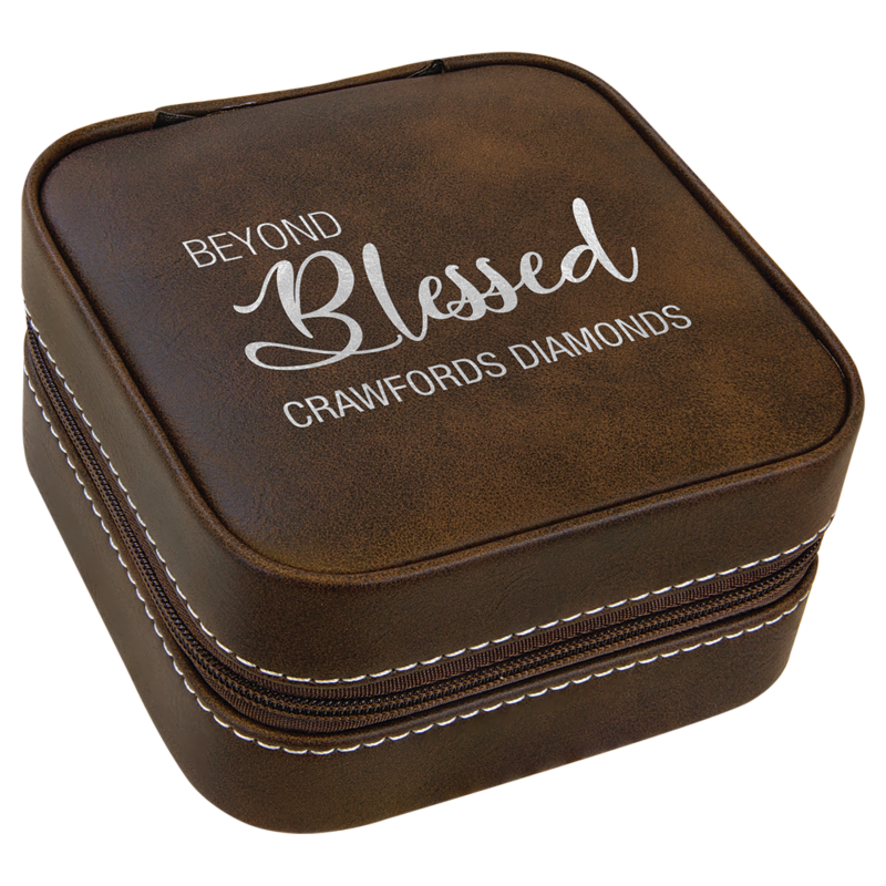 Rustic/Silver Leatherette Travel Jewelry Box