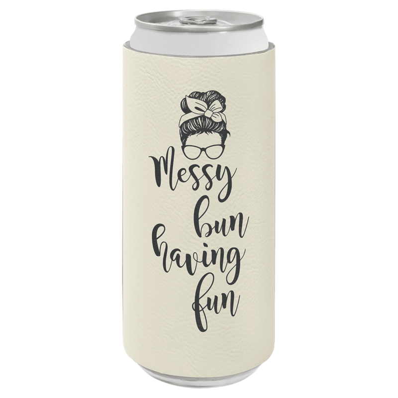 White Leatherette Slim Beverage Holder
