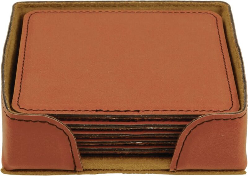 Rawhide Square Leatherette Coaster Set