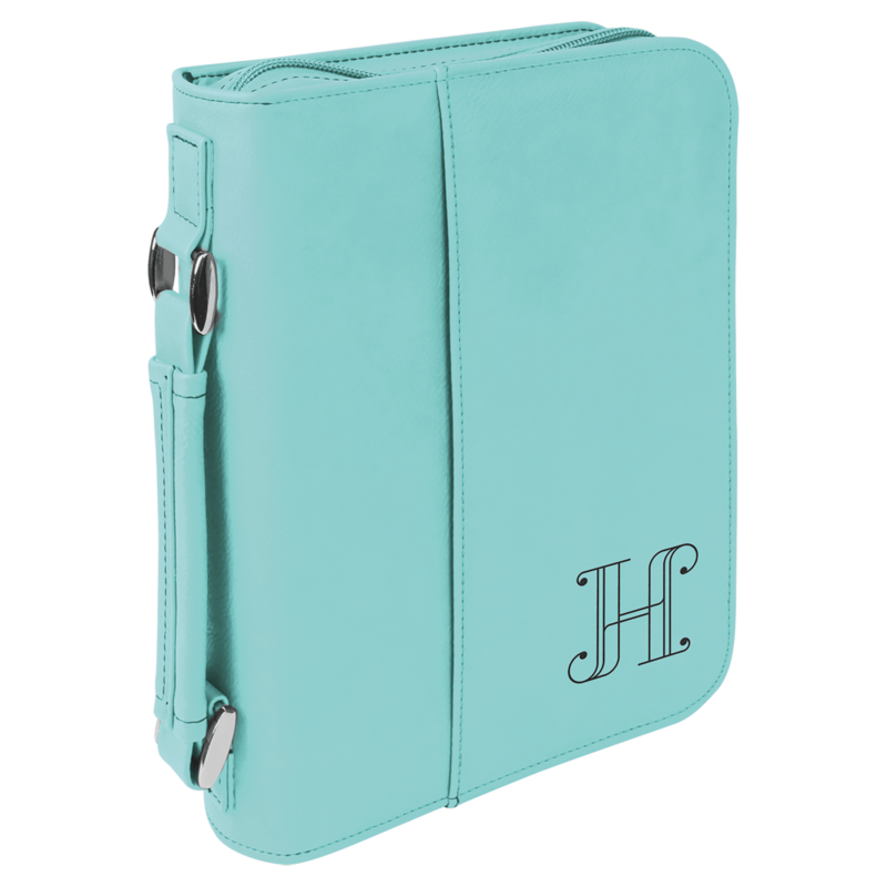 Teal Leatherette 6 3/4" x 9 1/4" Book/Bible Cover with Handle and Zipper