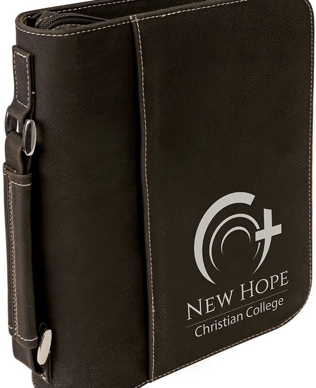 Black/Silver Leatherette 7 1/2"x10 3/4"Book/Bible Cover with Handle and Zipper