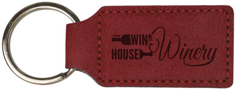 Rose Leatherette Rectangle Keychain