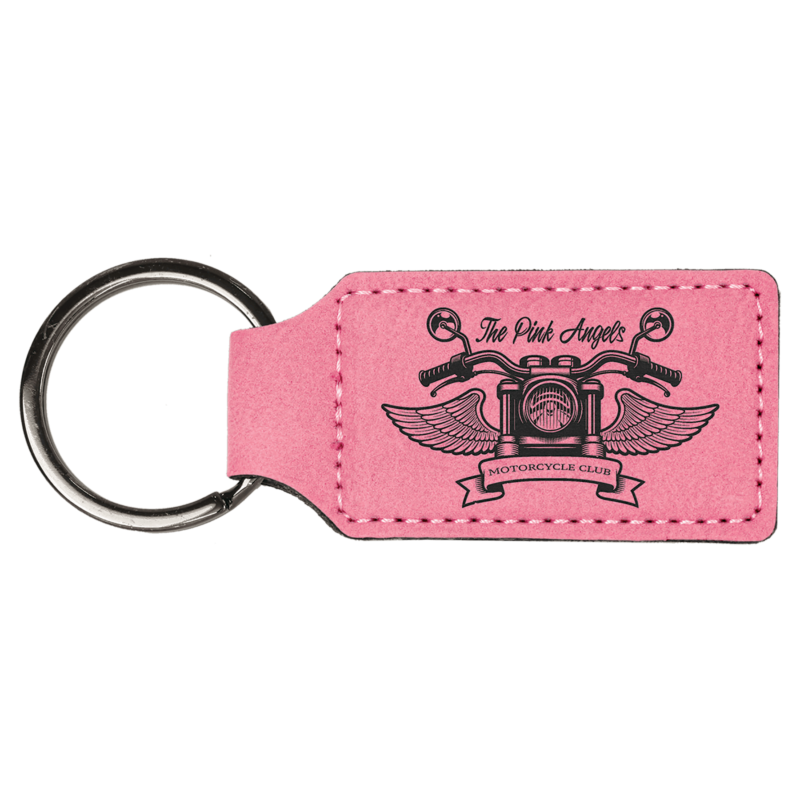Pink Leatherette Rectangle Keychain