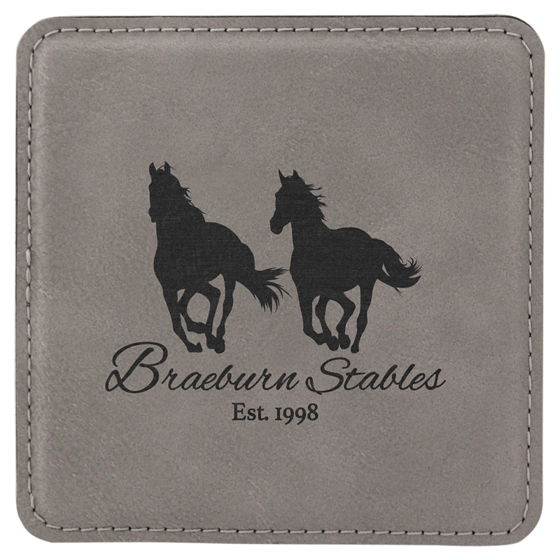 Gray Square Leatherette Coaster