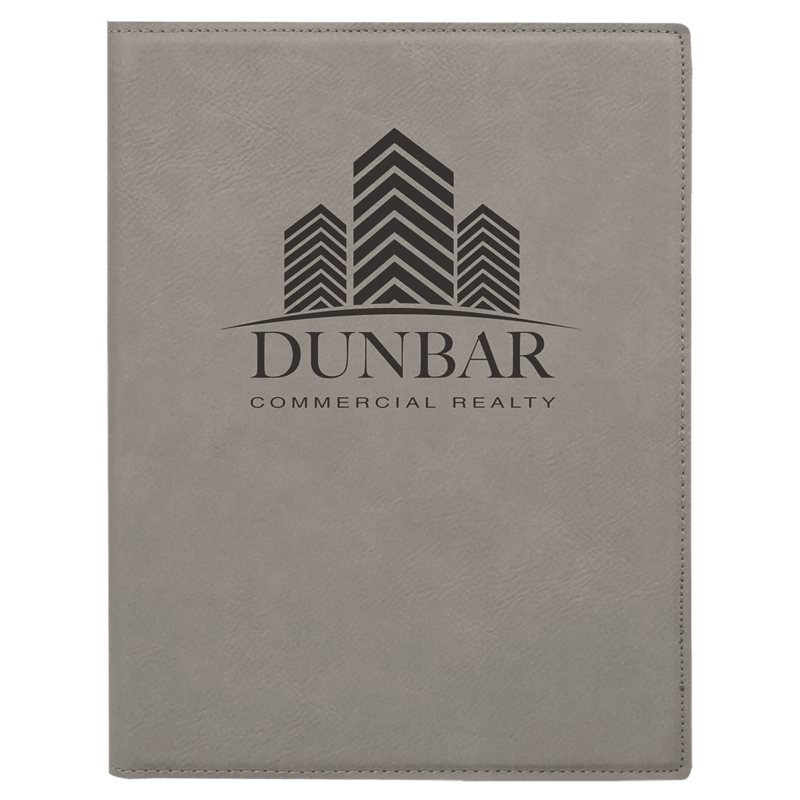 Gray Small Leatherette Portfolio with Notepad