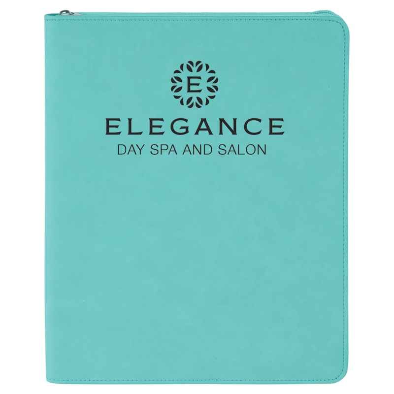 Teal Leatherette Portfolio with Zipper
