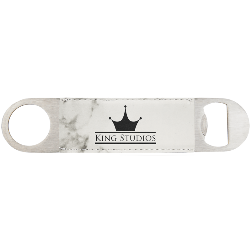 White Marble Leatherette Bottle Opener