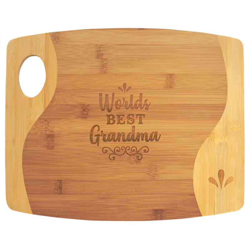 Bamboo Two Tone Cutting Board with Handle