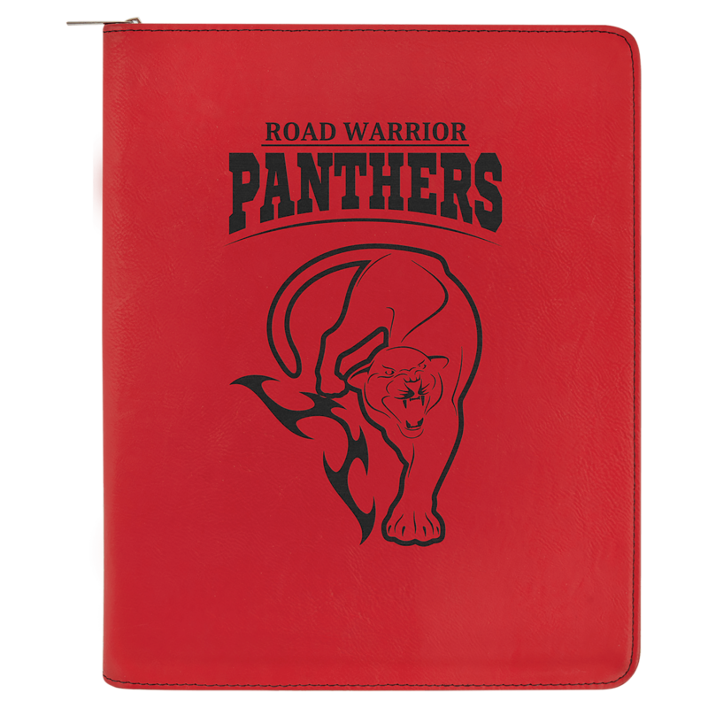 Red Leatherette Portfolio with Zipper