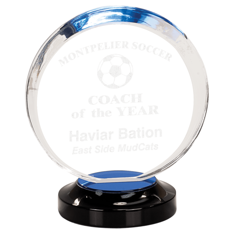 7" Blue Round Halo Acrylic with Base