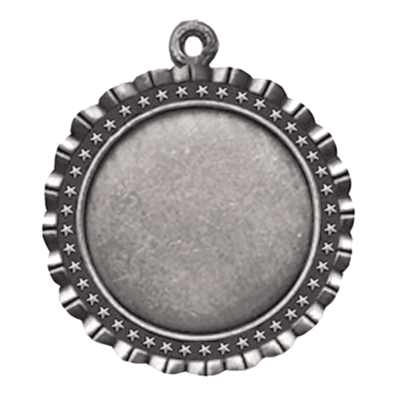 Star 2" Insert Holder Medal-Antique Silver  (Insert Not Included)