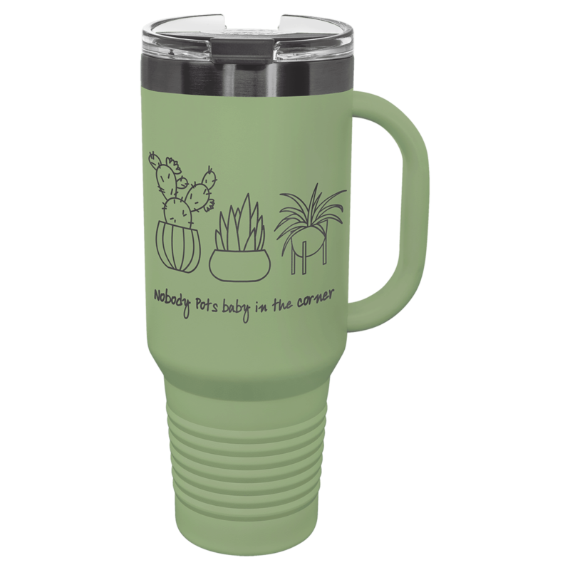 Polar Camel 40 oz. Summer Sage/Ghost Black ION-Plated Travel Mug with Straw