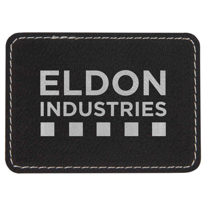 Black/Silver Leatherette Rectangle Patch