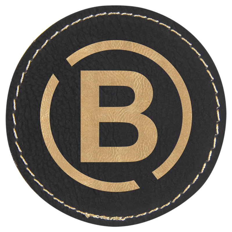 Black/Gold Leatherette Round Patch