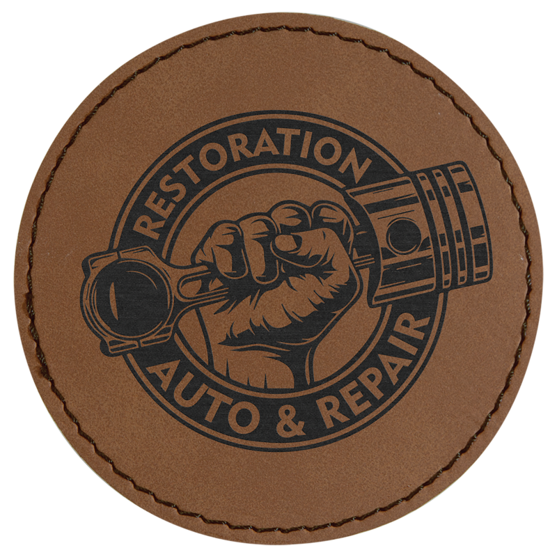Dark Brown Leatherette Round Patch