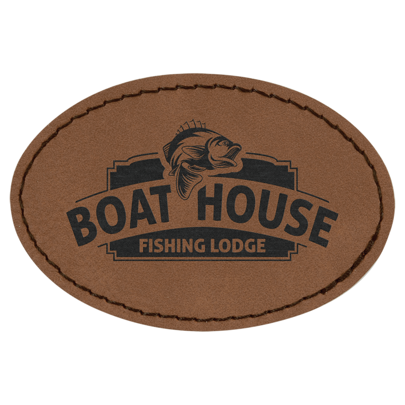 Dark Brown Leatherette Oval Patch