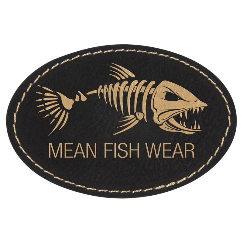 Black/Gold Leatherette Oval Patch