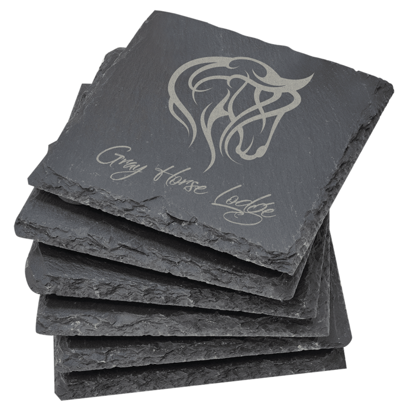 Square Slate Coaster Set-6 Coasters (Extra Small)