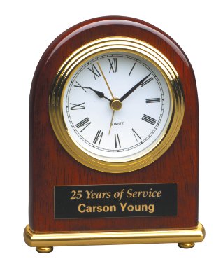 Rosewood Piano Finish Arch Desk Clock (Extra Small)